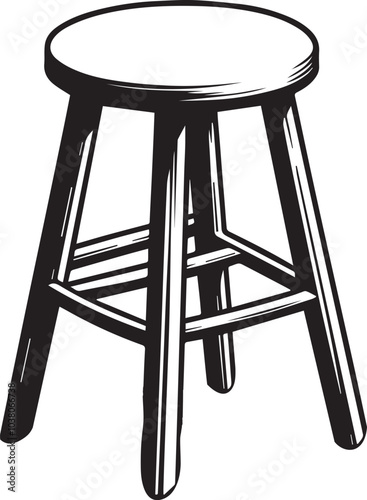 "Modern Stool Design Vector" A stylish wooden stool design, carefully crafted to provide a realistic and detailed look. ideal for architectural visualization, product designs, and marketing materials.