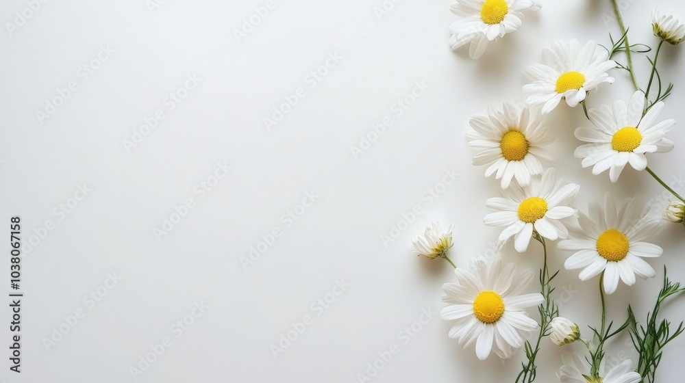 Fototapeta premium Camomile flowers on the white background