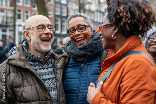 Dutch people on the streets of Amsterdam photo