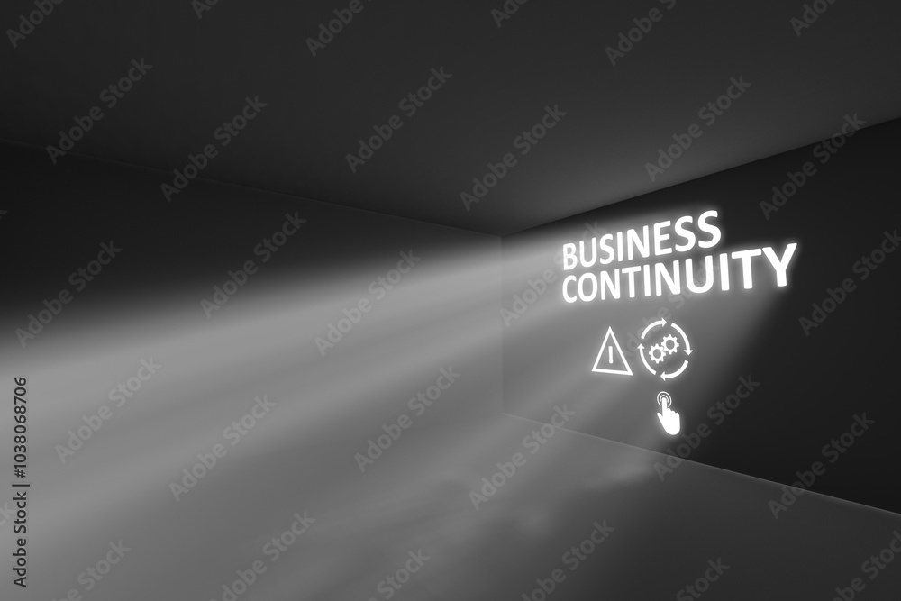 Fototapeta premium BUSINESS CONTINUITY rays volume light concept 3d illustration