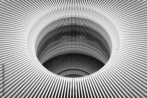 Cuadro en lienzo Black hole black and white abstract background 3D illustration