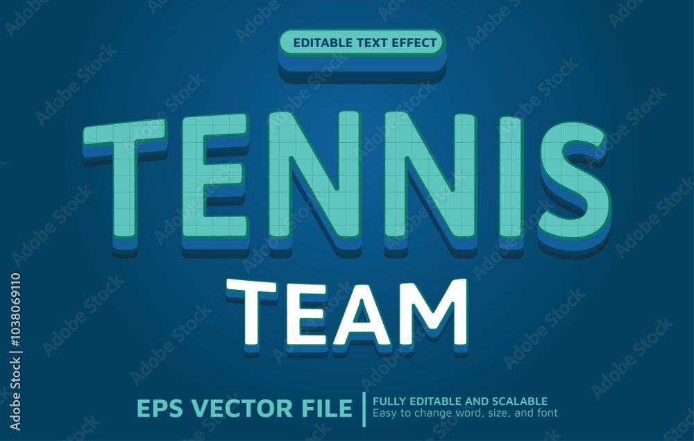 Editable Text Effect with Blue Tennis Style Editable Text Effect with Blue Tennis Style
