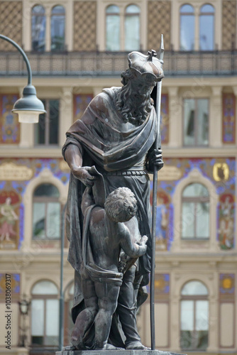 Sculpture of the Leopoldsbrunnen fountain built in 1680 by Johann Frühwirt located at Graben Street in Vienna photo