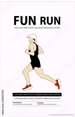 Fun run event Poster Vector illustration