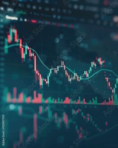 Abstract Image of the Stock Market on Colored Plain Background