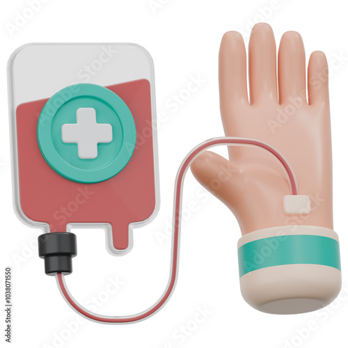 red blood transfusion 3D Icon Illustration. Low Poly Style photo