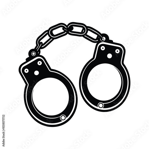 Handcuff silhouette vector icon with white background 