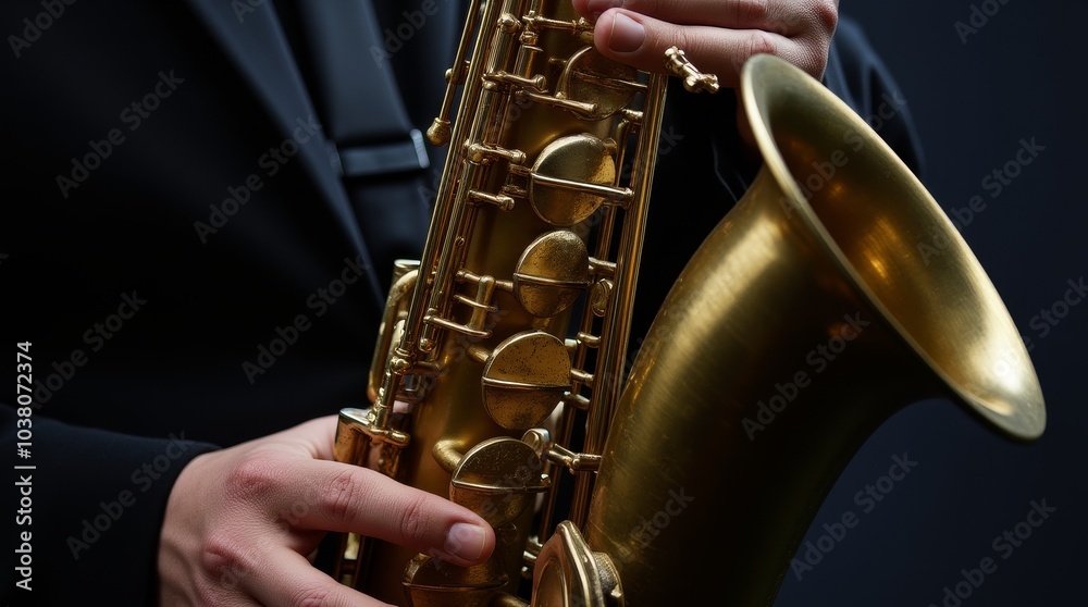 Obraz premium A saxophonist performing music at a jazz concert