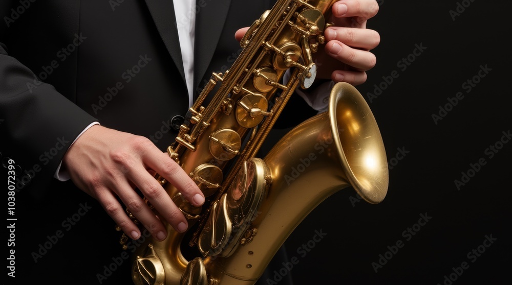 Obraz premium A saxophonist performing music at a jazz concert