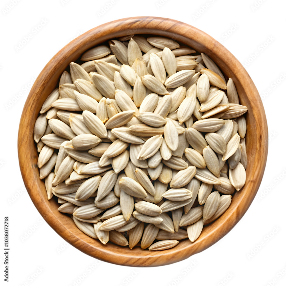 wooden bowl full sunflower seeds pile top view isolated on transparent background wooden bowl full sunflower seeds pile top view isolated on transparent background