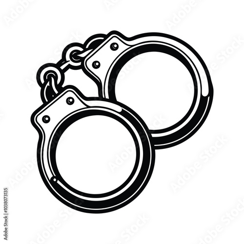Handcuff silhouette vector icon with white background 