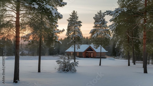sunset in the snow