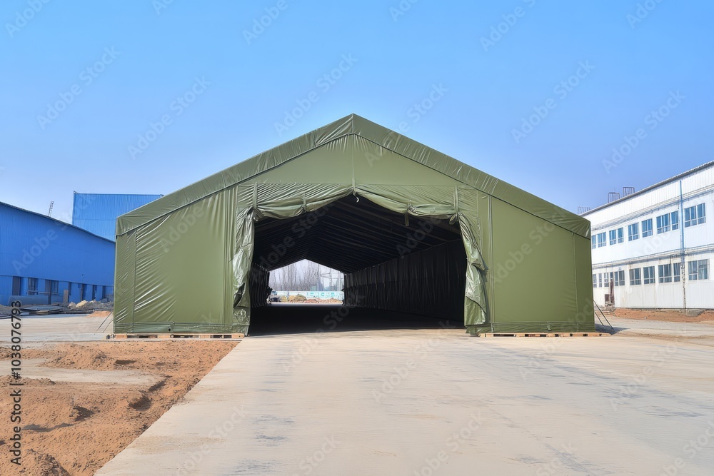 Large Green Canvas Tent with Open Entrance Large Green Canvas Tent with Open Entrance