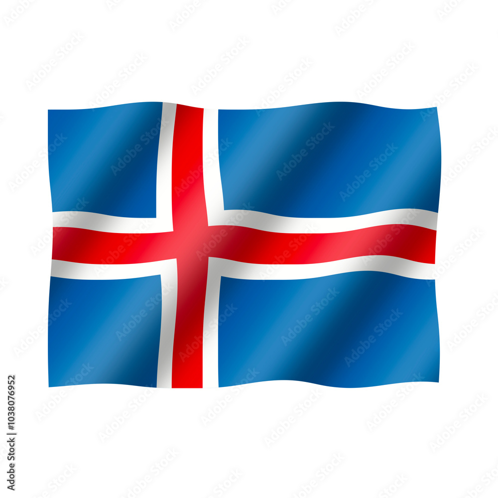 Fototapeta premium The national flag of iceland is flying beautifully