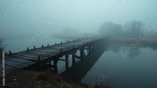 Wallpaper Mural Misty River Dock Surrounded by Fog Torontodigital.ca