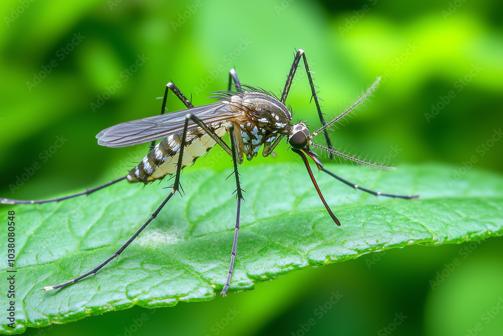 Close-up of a Mosquito on a Leaf Close-up of a Mosquito on a Leaf