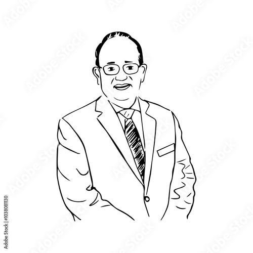 old man with suit illustration line art vector eps