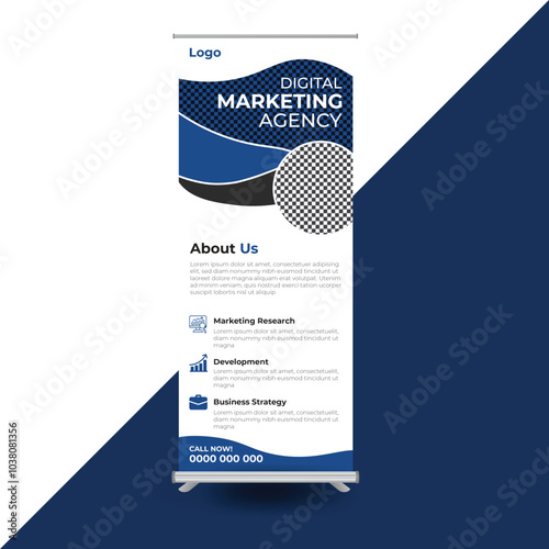 Corporate rollup banner template, advertisement, pull up, polygon background, vector illustration, business flyer, and display banner for your Corporate  business, company, and restaurant with 3 color