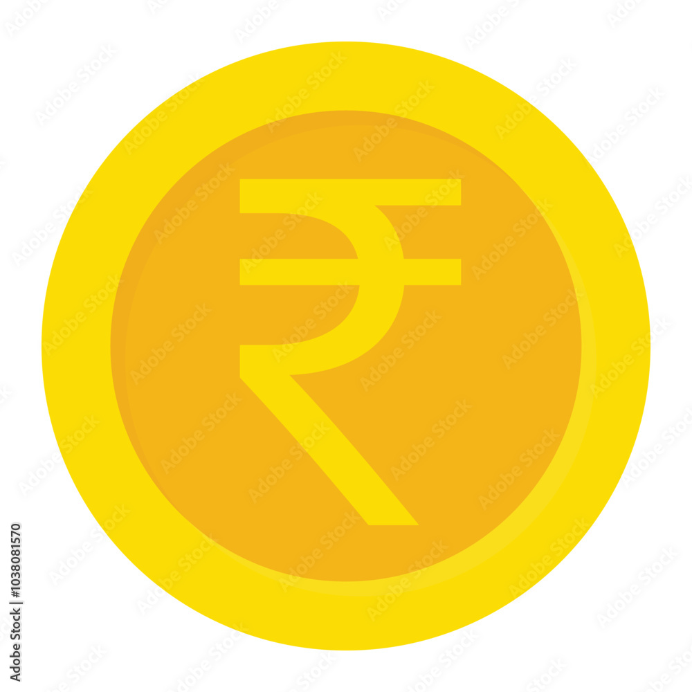 Rupee gold coin flat vector icon for mobile apps, UI or web design Rupee gold coin flat vector icon for mobile apps, UI or web design