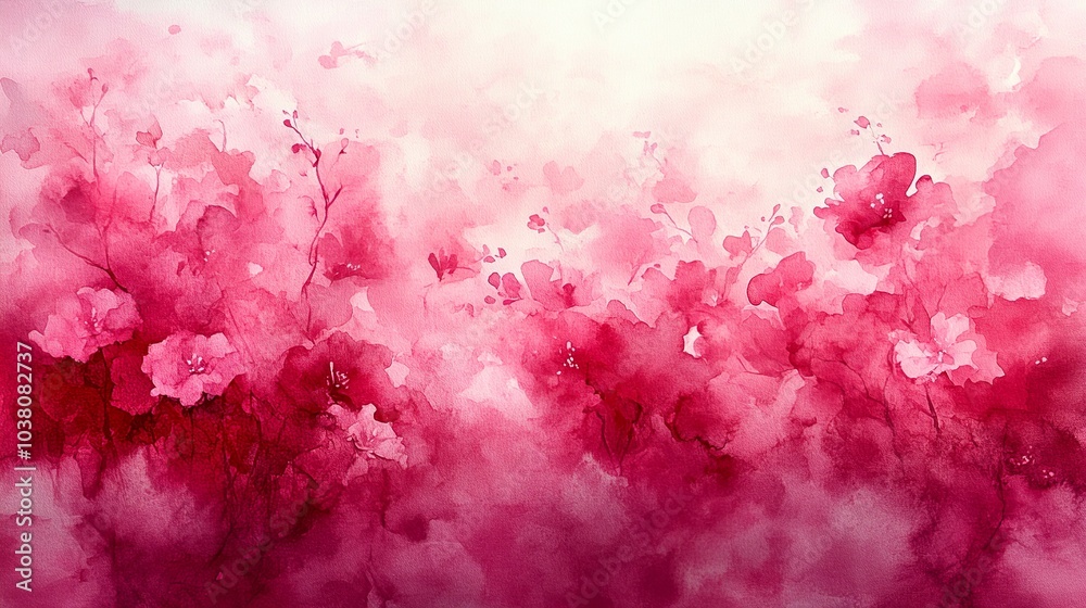 Fototapeta premium Blossom Dreams. abstract pink flowers watercolor background 
