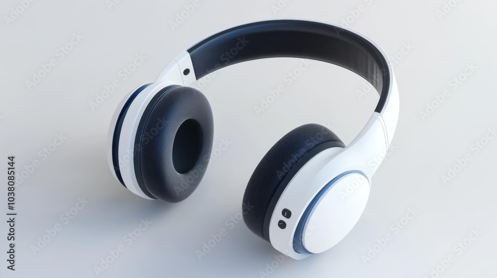 Wireless headphones with over-ear design and white body on a neutral background. Generative AI Wireless headphones with over-ear design and white body on a neutral background. Generative AI