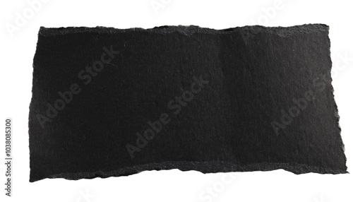 black ripped paper torn edges strips isolated on white background