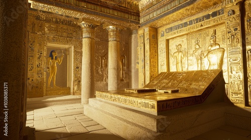 Wallpaper Mural Opulent Richly Adorned Tomb: Intriguing Interior with Plush Fabrics and Golden Artifacts Exuding Luxury and Mystery Torontodigital.ca