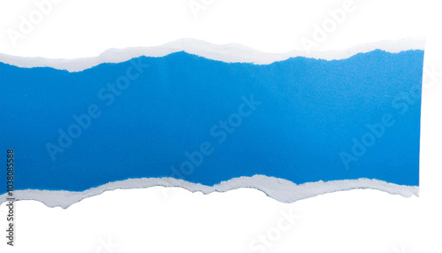 blue ripped paper torn edges strips isolated on white background