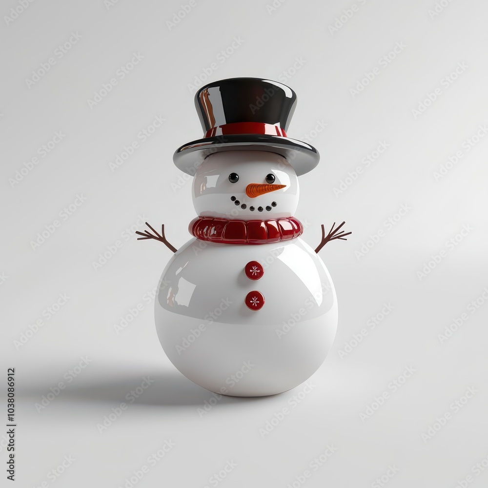 Fototapeta premium Festive Snowman with Hat