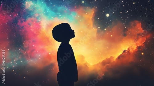A child's journey through the cosmic universe exploring dreams and imagination among the stars