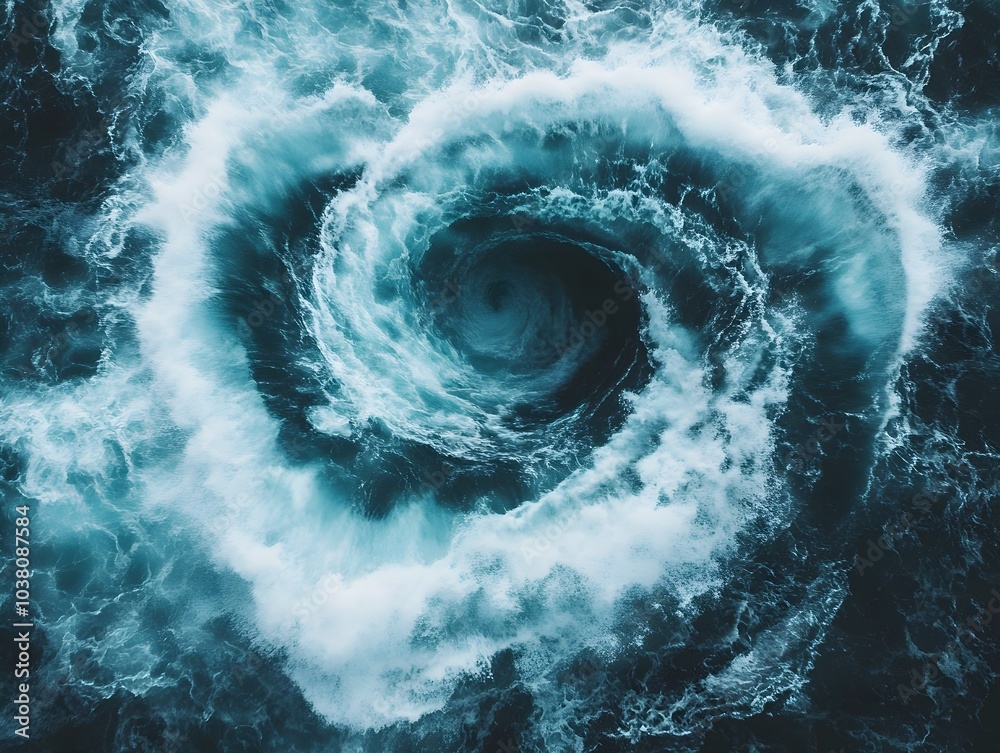 Fototapeta premium Swirling Waters in a Turbulent Ocean Scene