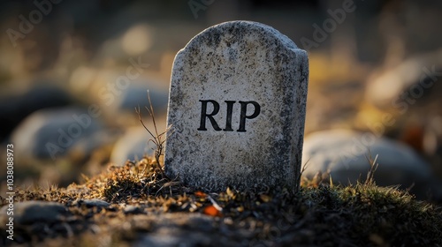 Wallpaper Mural Simple Tombstone with RIP Inscription in Nature Torontodigital.ca