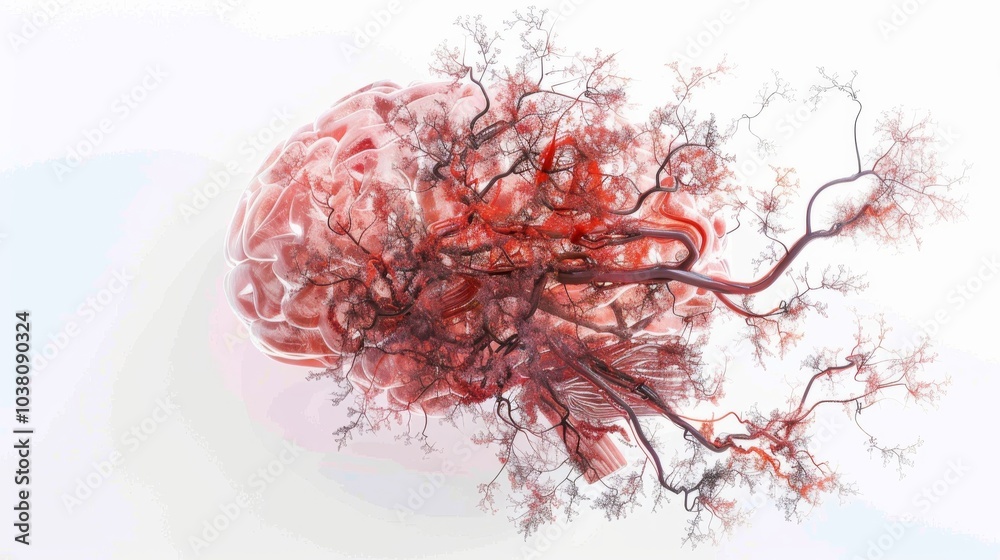 Naklejka premium a surrealistic interpretation of the human brain as a labyrinth of mirrors, reflecting the infinite complexities and contradictions of the self