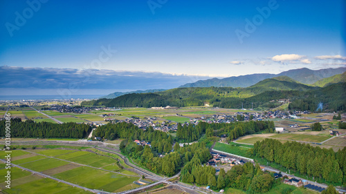 Bild auf Leinwand Aimoto Bridge spans the Kurobe River in eastern Toyama Prefecture, Japan