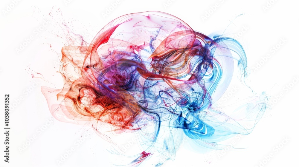 Fototapeta premium a surrealistic interpretation of the human brain as a vast ocean, with waves of thought crashing against the shores of consciousness and swirling with the ebb and flow of ideas