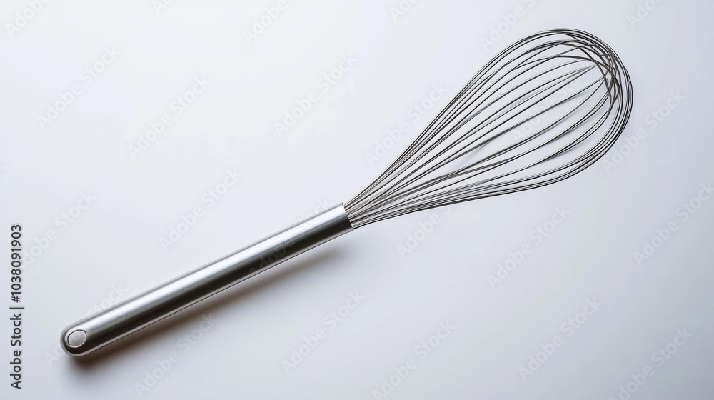 High-quality image of a stainless steel whisk on a white background perfect for kitchenware and cooking-themed projects. Generative AI High-quality image of a stainless steel whisk on a white background perfect for kitchenware and cooking-themed projects. Generative AI