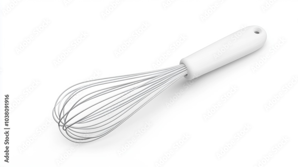 White kitchen whisk isolated on a clean white background perfect for kitchenware cooking utensils and culinary content.. Generative AI White kitchen whisk isolated on a clean white background perfect for kitchenware cooking utensils and culinary content.. Generative AI