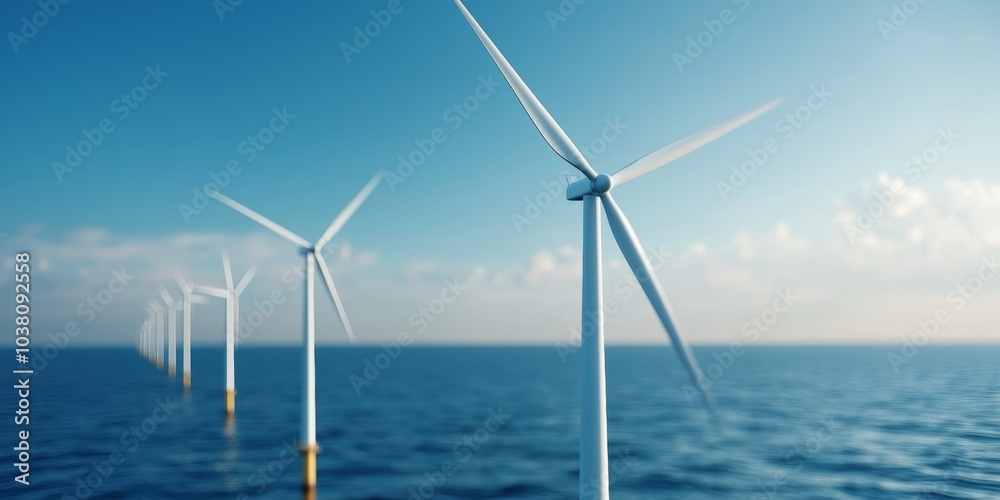 Wind Turbines on the Coastline at Sunrise Wind Turbines on the Coastline at Sunrise