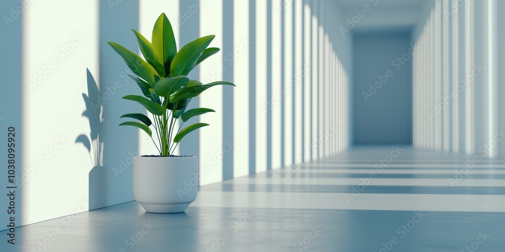 Modern Indoor Plant in Minimalist Hallway Design Modern Indoor Plant in Minimalist Hallway Design