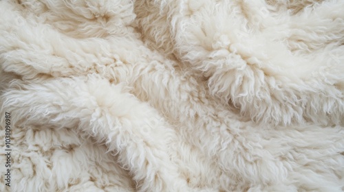 Fluffy white fur texture, soft and cozy appearance, natural fibers, warm feel