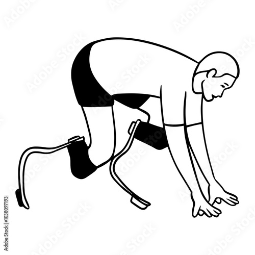 Para-athlete with prosthetic Blades Leg Vector