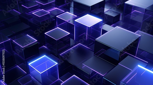 A futuristic landscape of glowing neon cubes creating a mesmerizing geometric pattern.