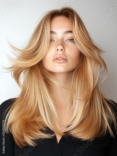 model with Cozy Honey Blonde hair color