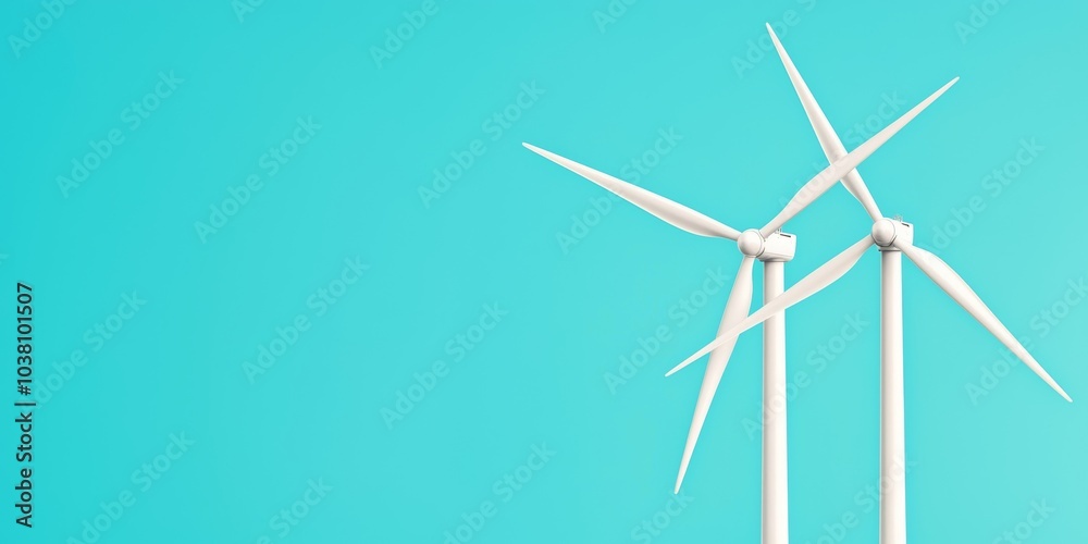 Wind Turbines Spinning Under Clear Blue Sky Wind Turbines Spinning Under Clear Blue Sky