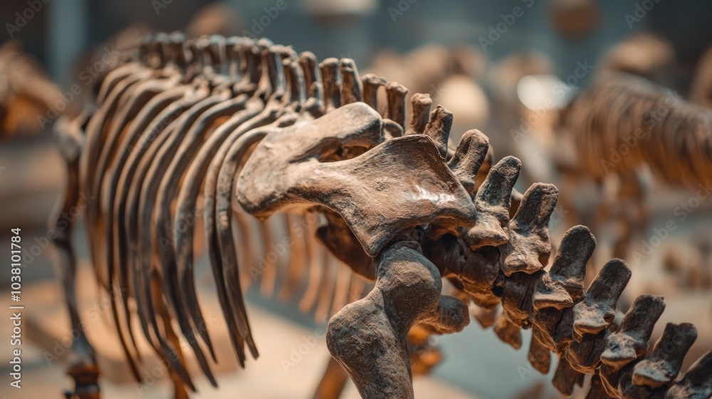 Detailed view of a dinosaur's ribcage and thoracic structure, revealing how it protected vital organs. Detailed view of a dinosaur's ribcage and thoracic structure, revealing how it protected vital organs.