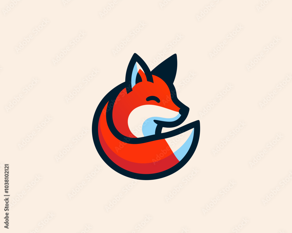 Obraz premium Fox logo design icon symbol vector illustration. cartoon fox logo design template.