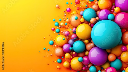 Colorful balloons floating against a vibrant orange background, perfect for celebrations and parties.