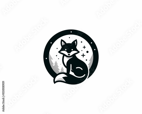 black fox on the moon icon photo