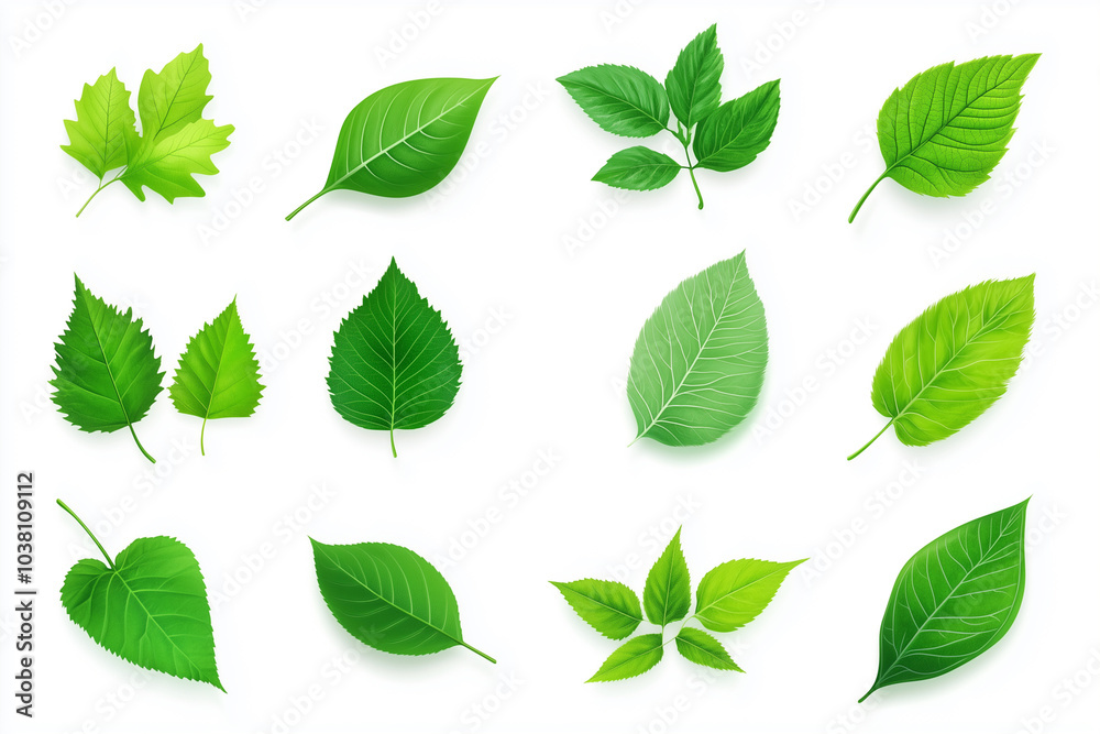 collection of green leaves in various shapes and sizes. The leaves are all different, but they all share a common color and theme collection of green leaves in various shapes and sizes. The leaves are all different, but they all share a common color and theme