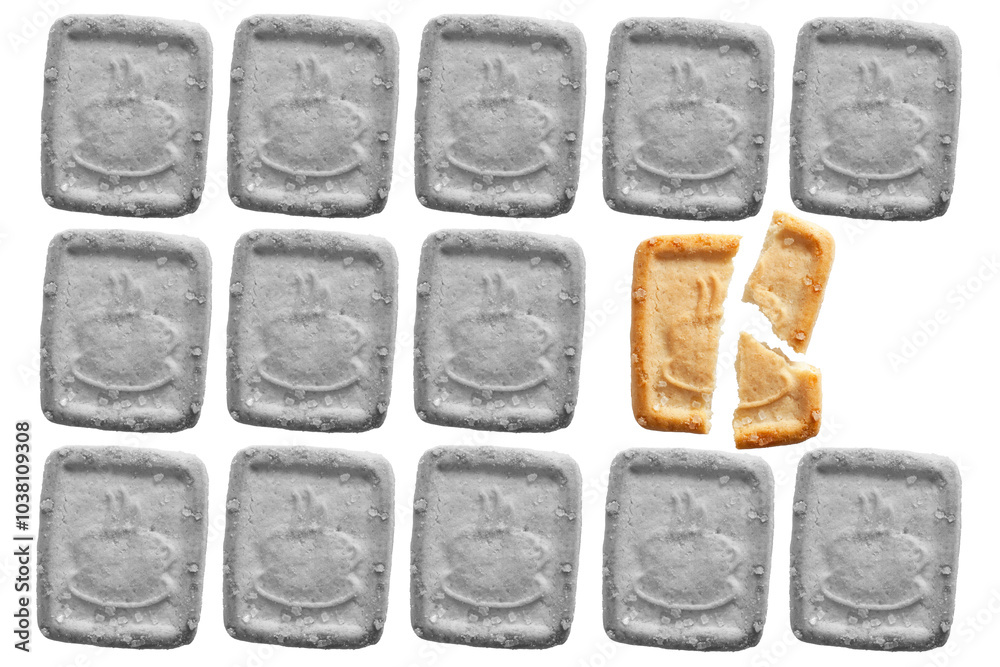Obraz premium Single isolated broken biscuit in white background